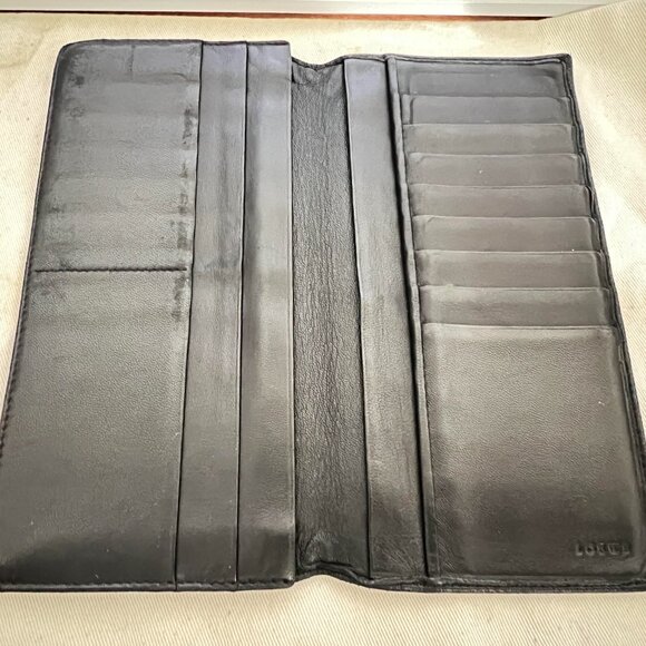 $1069 Authentic LOEWE Unisex Black Leather Long Bifold Wallet 7.4 X 3.6 X 0.4 - Picture 3 of 12